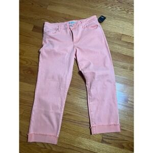 KUT from the Kloth Amy Crop Pants Size 14 Cantaloupe Pink Frayed Hem NWT